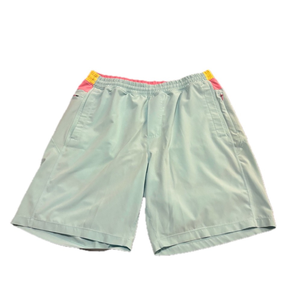 Birddogs Boom Lined Athletic Shorts Mens XL Long Light Blue Pink Yellow Active